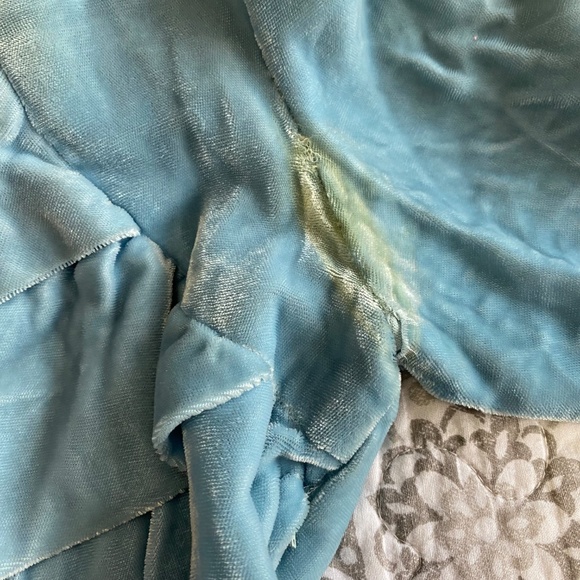 VINTAGE 1950s Light Blue Crushed Velvet Circle Skirt Dress Mrs. Maisel XS/S - Picture 11 of 15